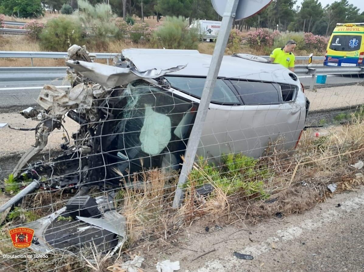 Estado en el que ha quedado el vehículo accidentado en la A-42