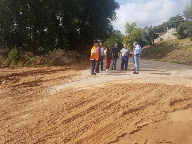 El presidente de la Dipuación, esta mañana en Escariche.