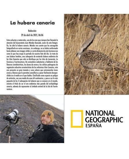 El fotógrafo Juan Méndez expresaba su satisfacción al lograr una nueva publicación de sus fotografías en National Geographic España.