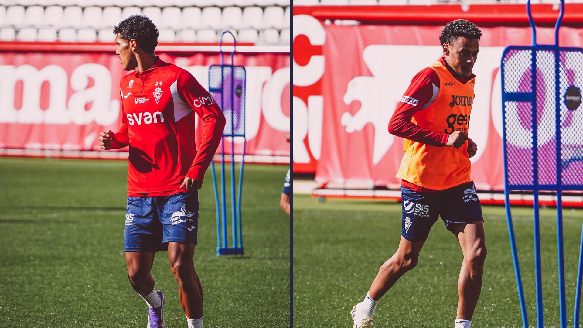 Costa (izquierda) y Matheus (derecha) entrenan con el Real Murcia.