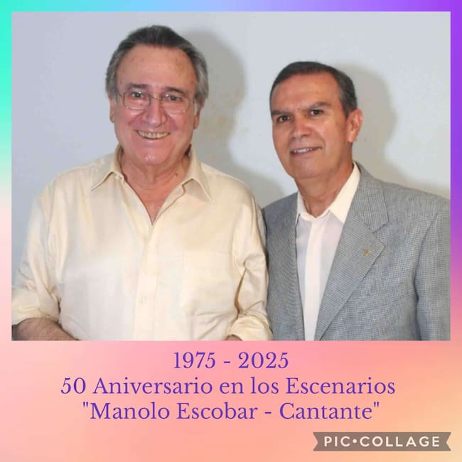 Francisco José Navarro junto al cantante Manolo Escobar.