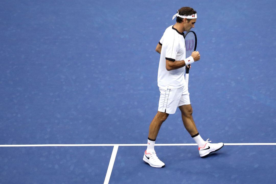 Roger Federer celebra su victoria en el US Open