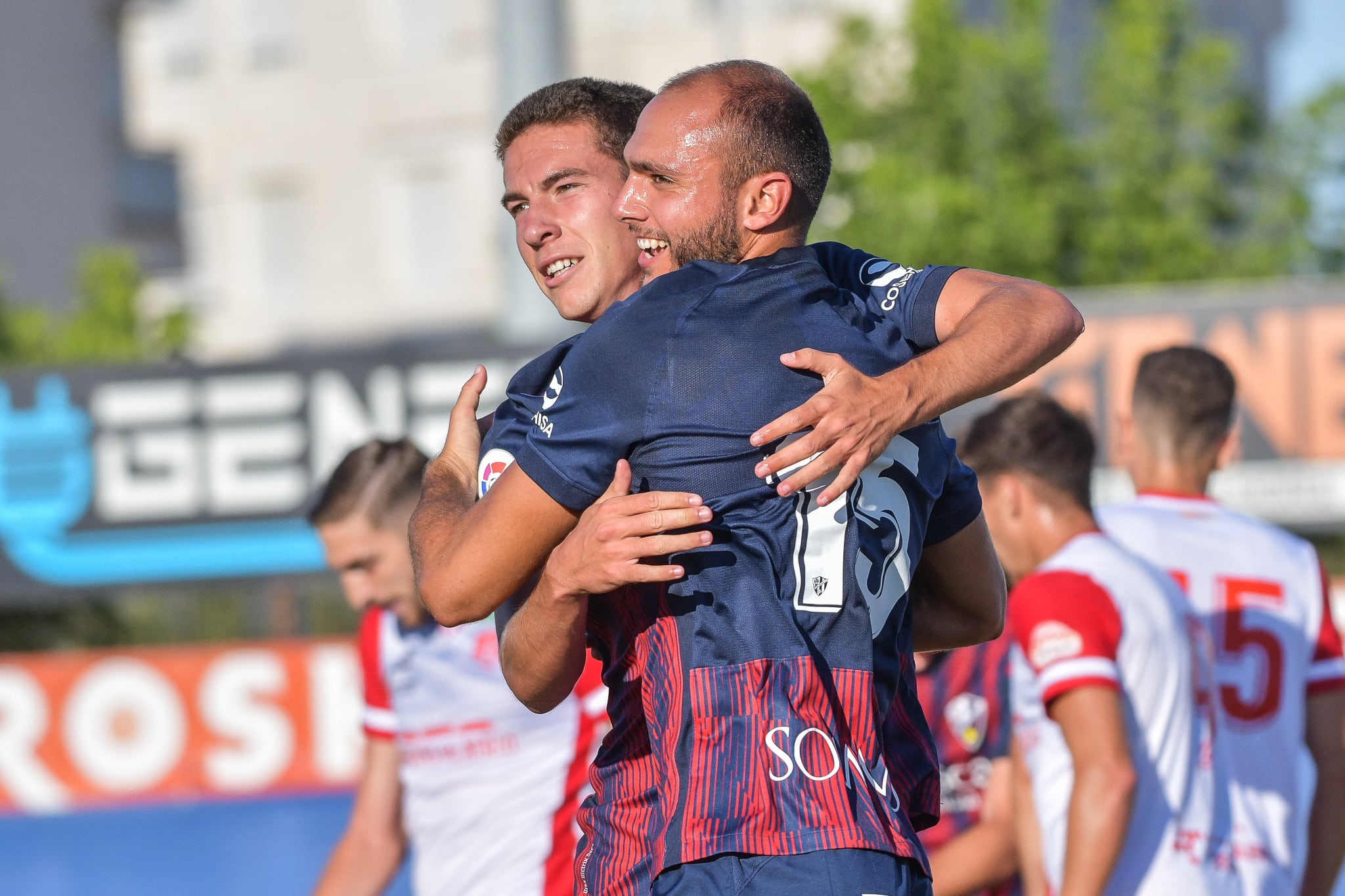 Jérémy Blasco celebra el gol que consiguió ante el Calahorra