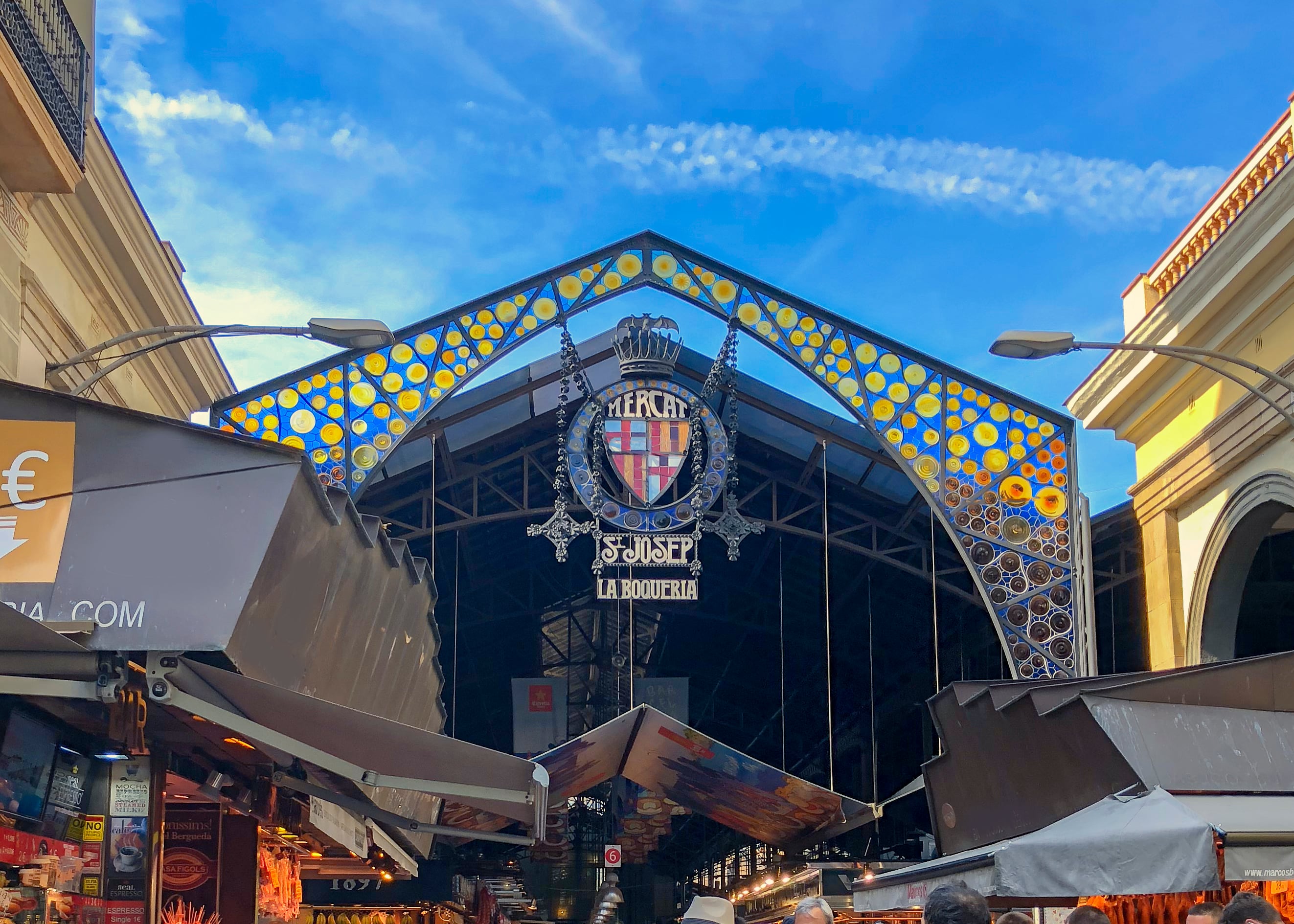 This is a popular food market called La Boqueria is situated in Rambla, in Barcelona, this is a local food market but visited by tourist, is a great touristic attraction from Barcelona, you can find absolutely​ everything on this place.