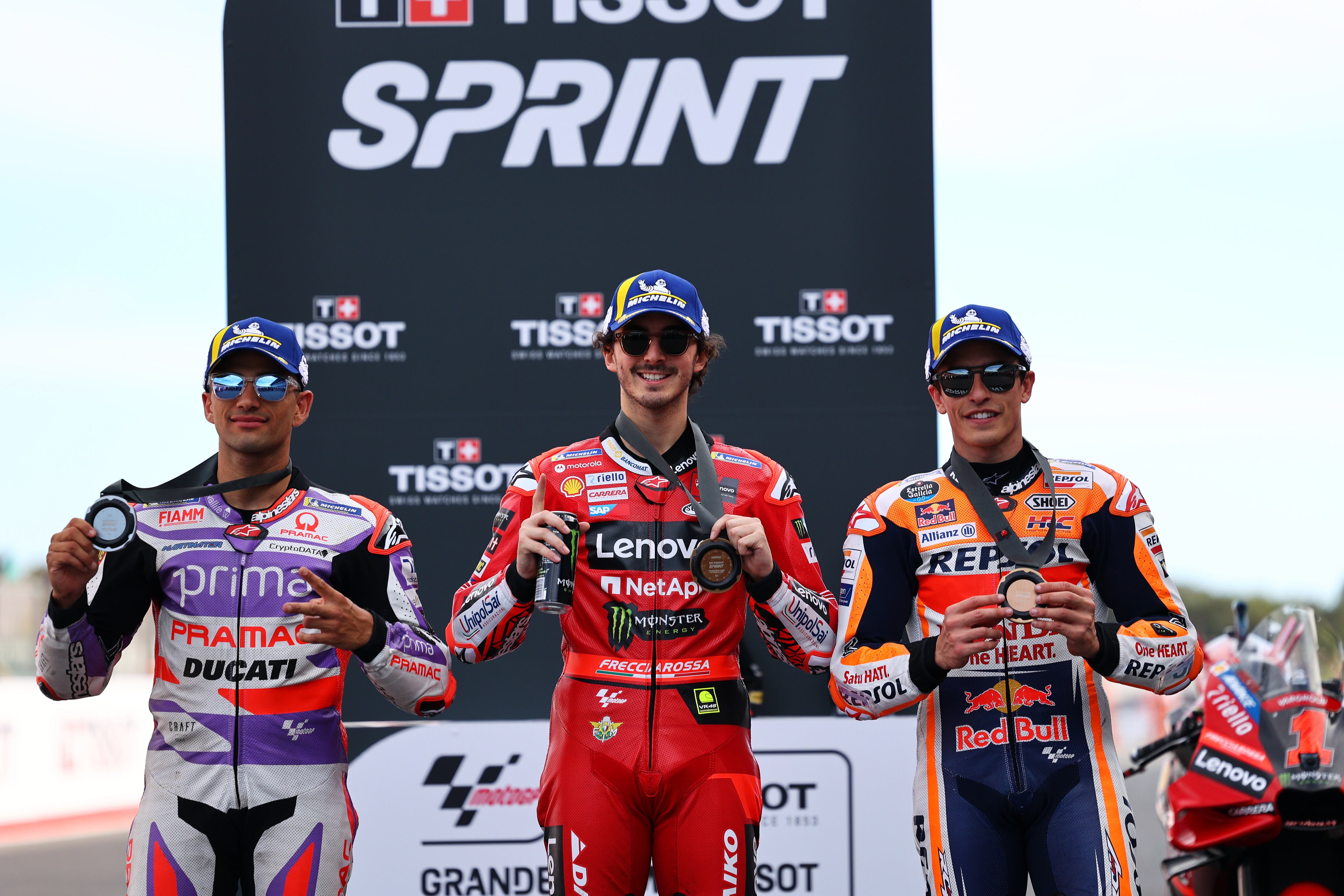 Francesco Bagnaia, Jorge Martín y Marc Marquez han sido los mejores en la carrera al sprint del GP de Portugal de MotoGP.