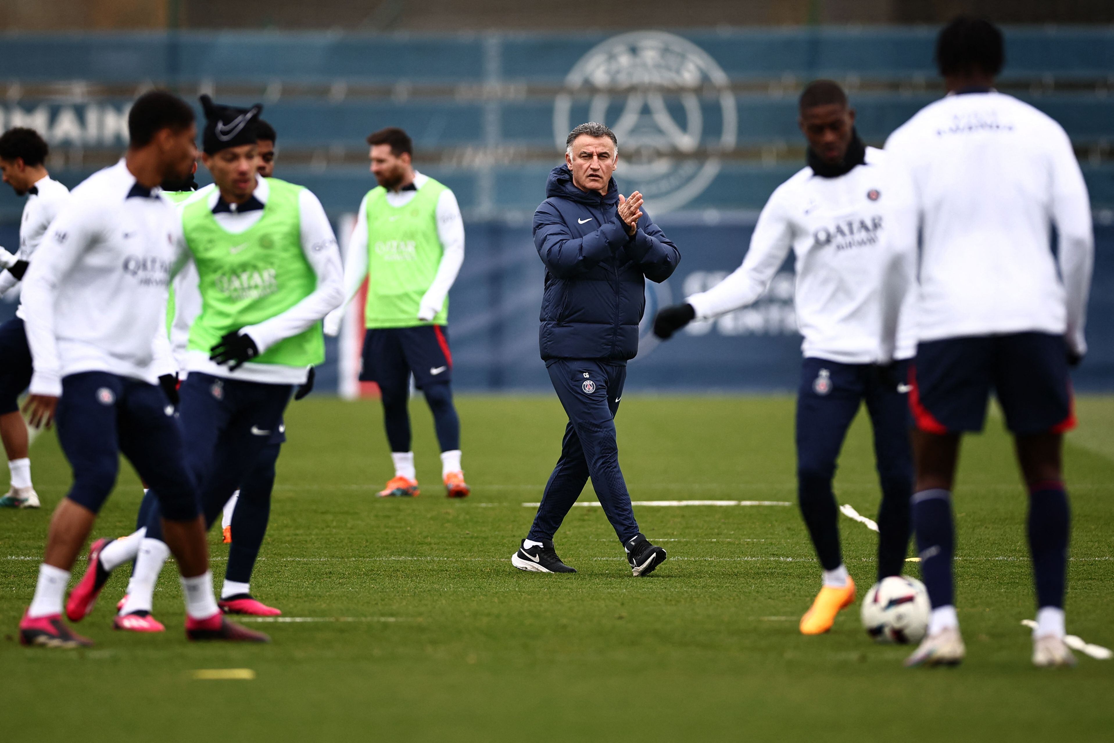 Christophe Galtier, durante un entrenamiento con el PSG