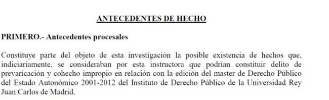 Documento | Archivada parte del 'caso máster': Cifuentes sigue imputada