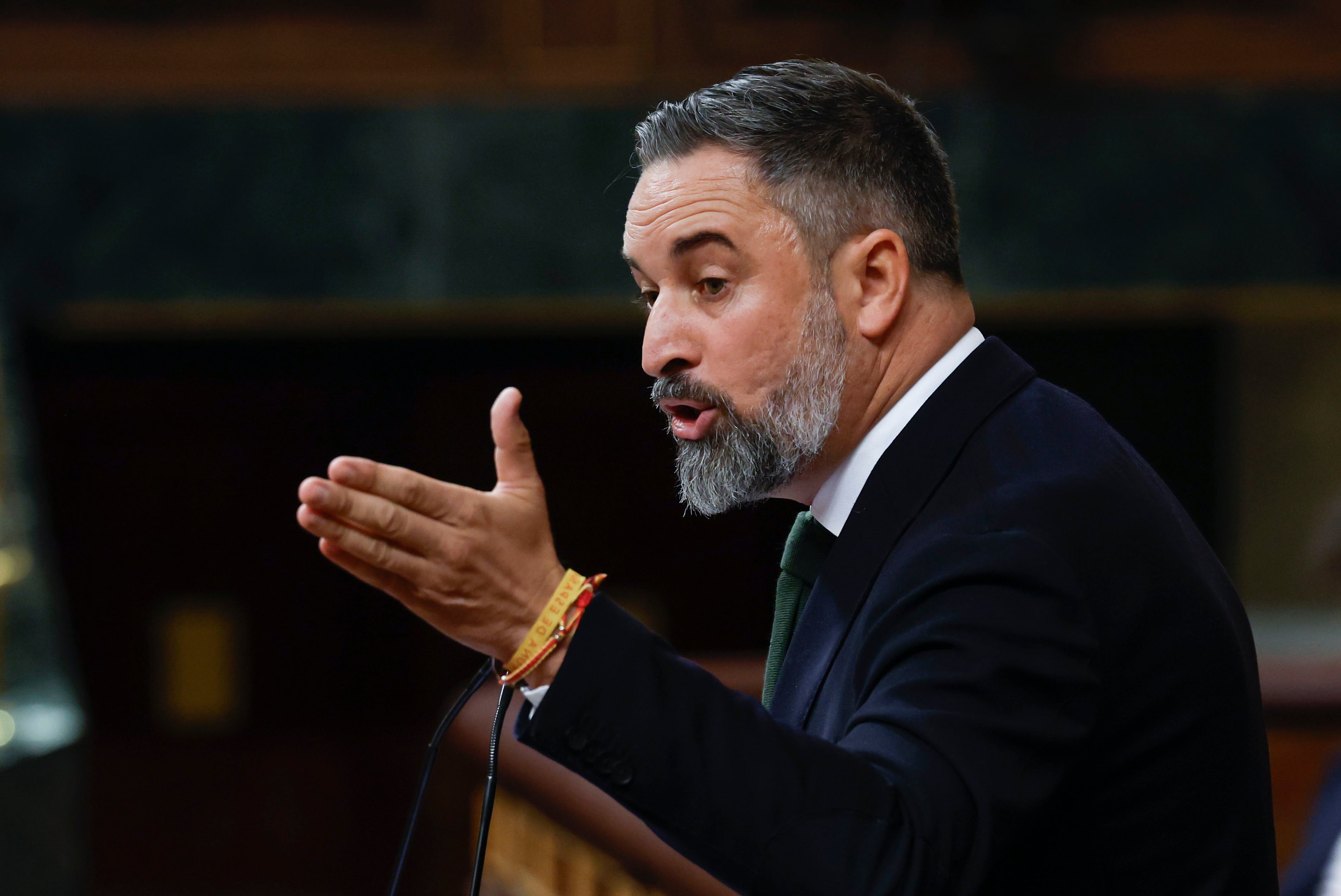 El líder de Vox, Santiago Abascal, interviene durante el pleno que celebra este miércoles el Congreso
