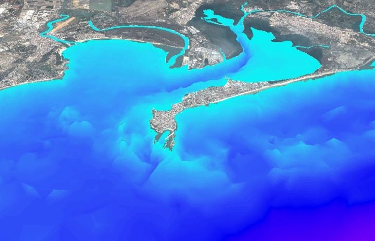 Imagen aérea de la bahía de Cádiz