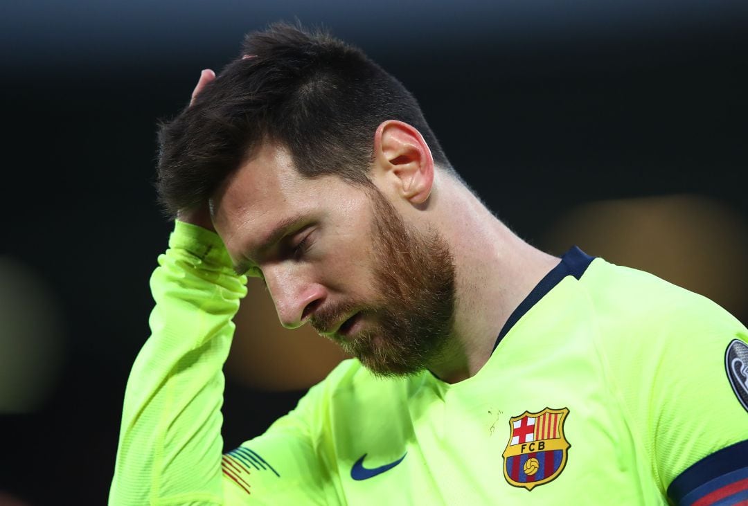 Leo Messi durante el desastre de Anfield.