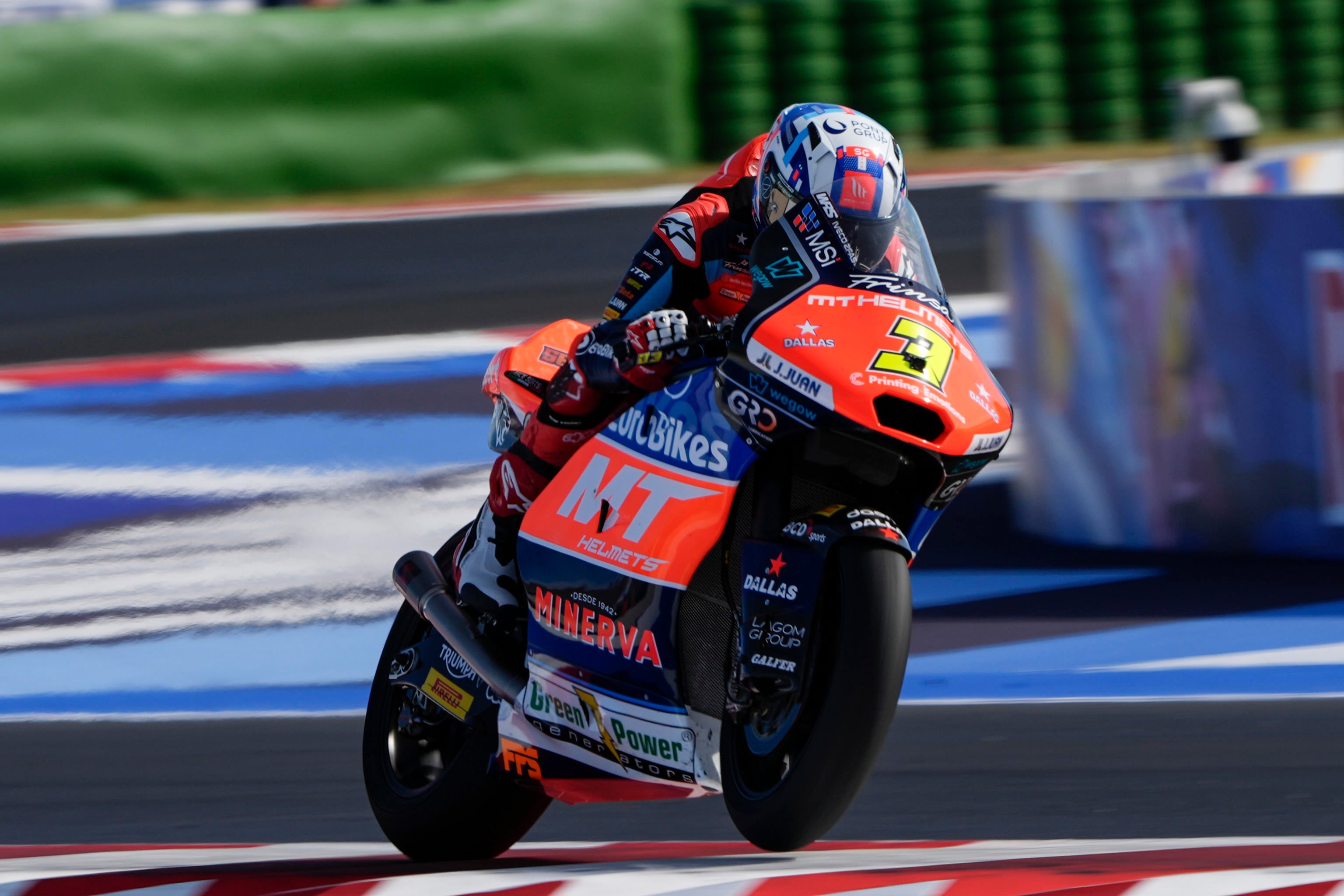 Misano Adriatico (Italy), 06/09/2024.- Sergio Garcia of Spain and MT Helmets - MSI in action during the free practice of the MotoGP Of San Marino e della Riviera di Rimini at Marco Simoncelli Circuit on in Misano Adriatico, Italy, 06 September 2024. (Motociclismo, Ciclismo, Italia, España) EFE/EPA/DANILO DI GIOVANNI
