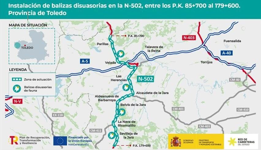 Mapa de la actuación del Gobierno de España en la comarca de La Jara