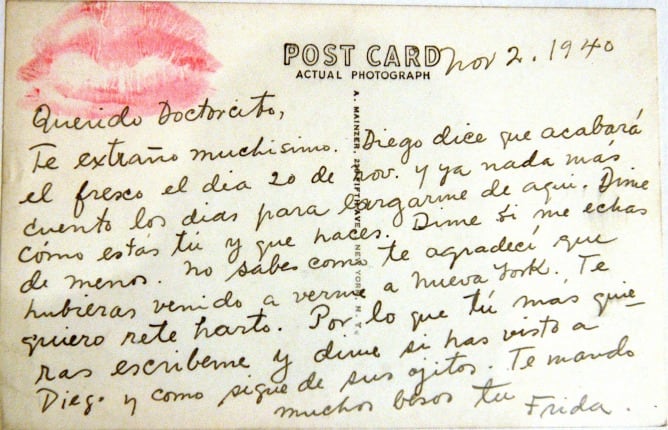 Una postal firmada por Frida Kahlo