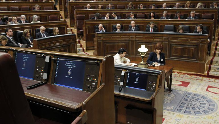 GRA192 MADRID, 25/02/2015.- Vista del hemiciclo durante la segunda jornada del debate del estado de la nación, hoy en el Congreso de los Diputados. EFE/Chema Moya