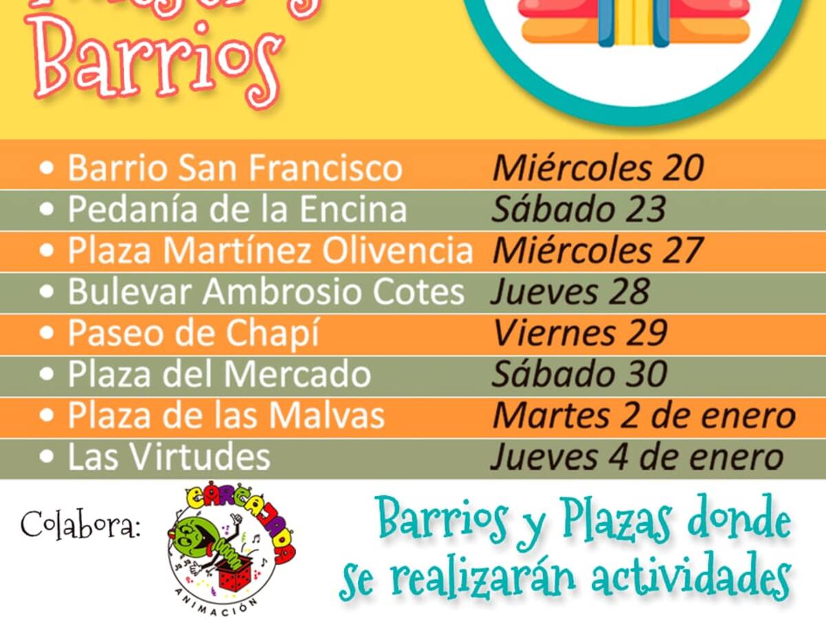 El Ayuntamiento lleva a los barrios y pedanías las fiestas infantiles de Navidad