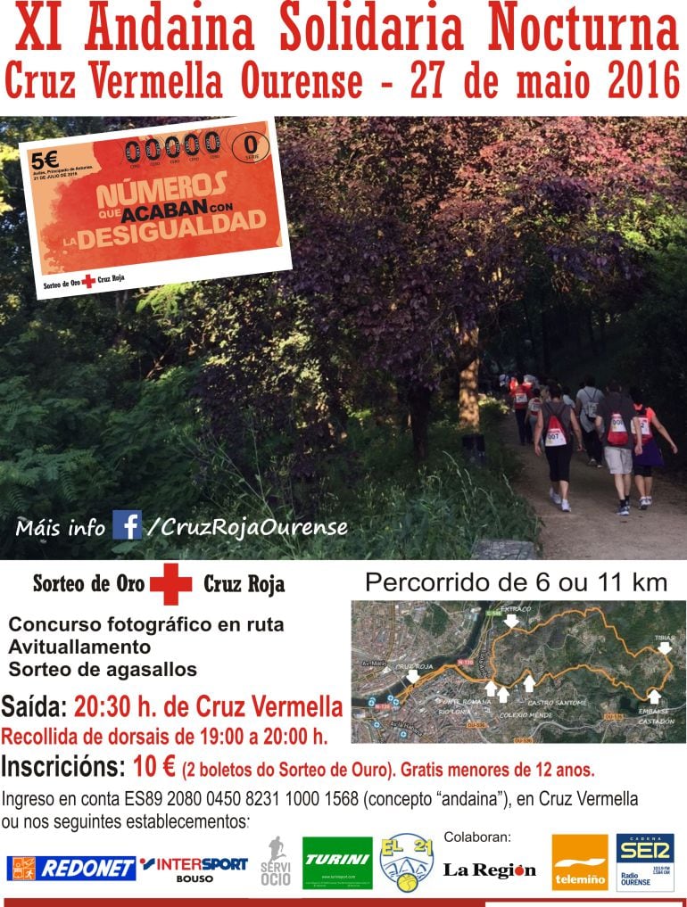 Uno de los carteles de las Andainas Solidarias de Cruz Roja Ourense