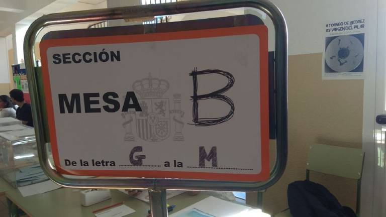 Mesa electoral en Zaragoza en las elecciones de 2019