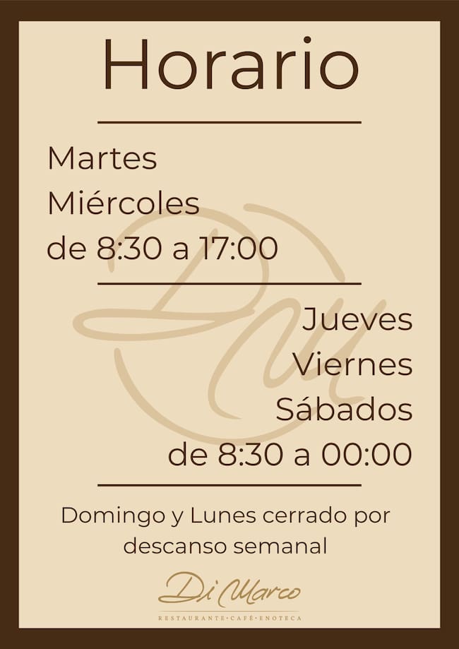 Nueva horario del Restaurante Di Marco