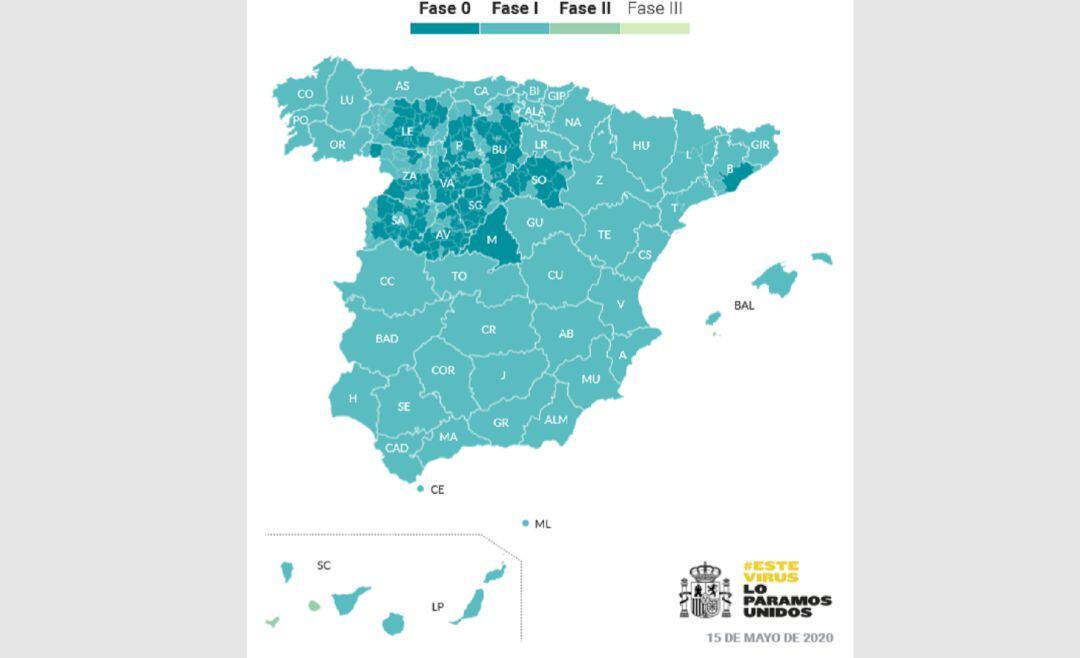 Mapa de la desescalada a 18 de mayo