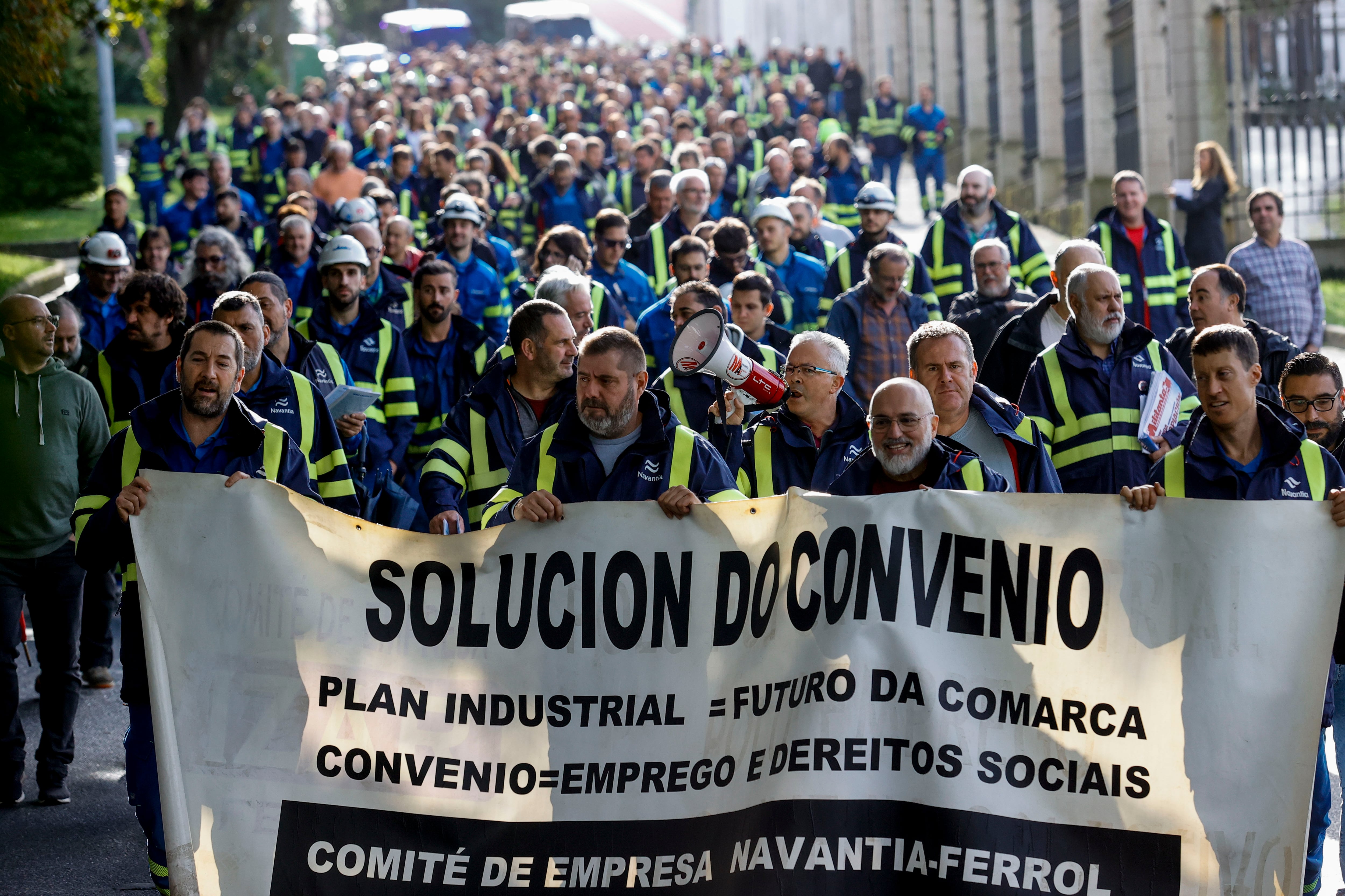 Imagen de archivo de una movilización de la plantilla de Navantia Ferrol el pasado mes de octubre (foto: Kiko Delgado / EFE)