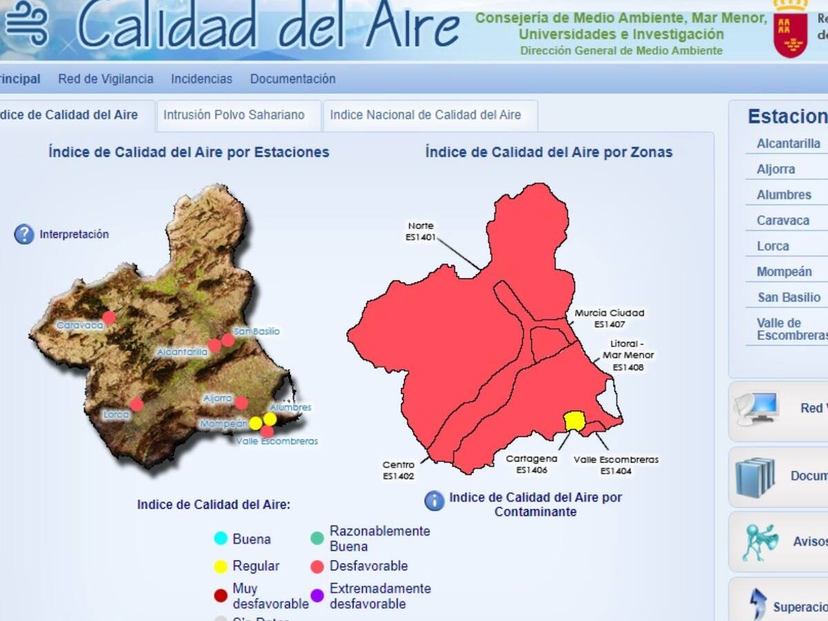 Activado el nivel preventivo en Escombreras por partículas en suspensión