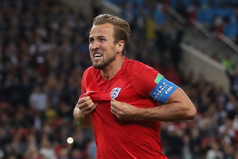 Kane celebra el gol conseguido en el encuentro