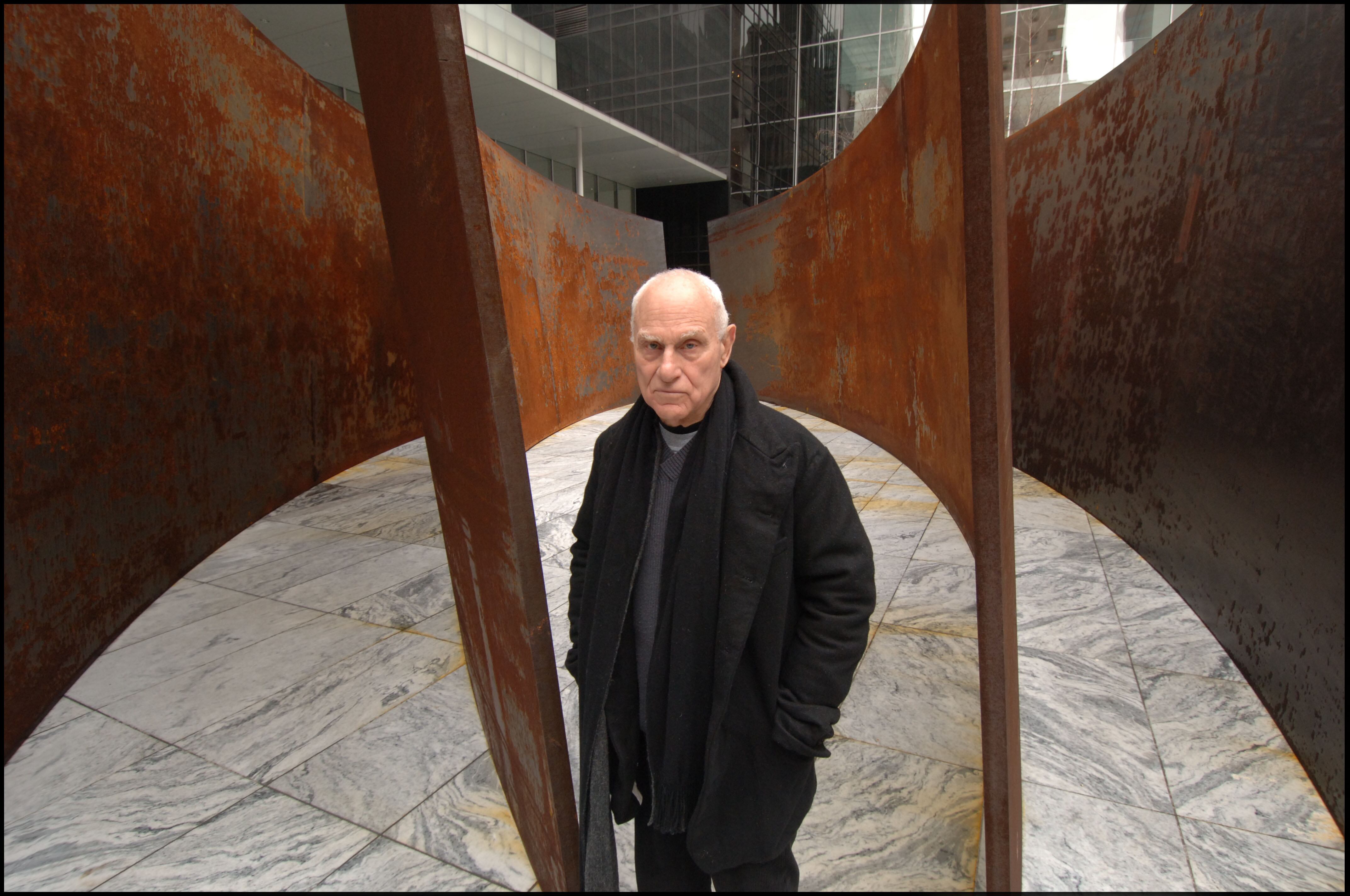 American sculptor Richard Serra at Museum Of Modern Art Sculpture Garden in New York with one of his sculptures on 17th April 2007. (Photo by David Corio/Redferns)