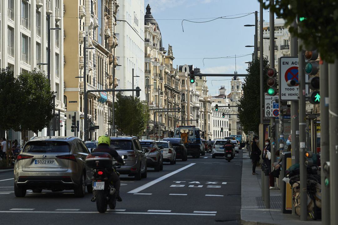 La Gran Vía madrileña, este martes.  