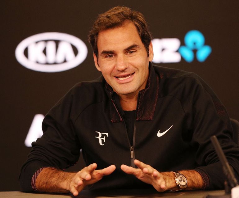 Federer, en la sala de prensa del Open de Australia