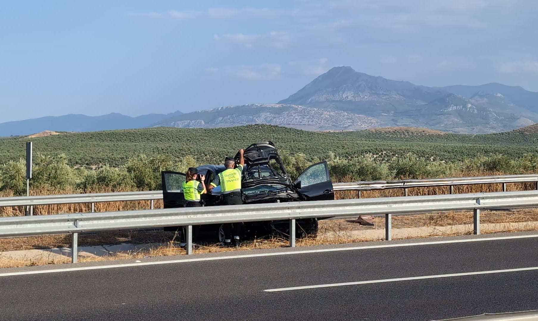 El segundo de los vehículos implicados en el accidente múltiple en la A-316 de esta tarde