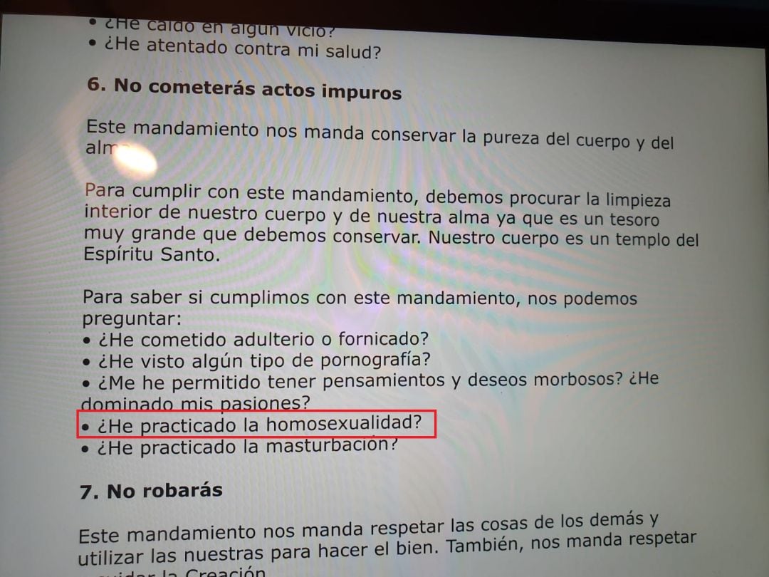 Fragmento del texto que mandó la profesora de religión del colegio concertado Inmaculado Corazón de María de València al alumnado de primero de la ESO