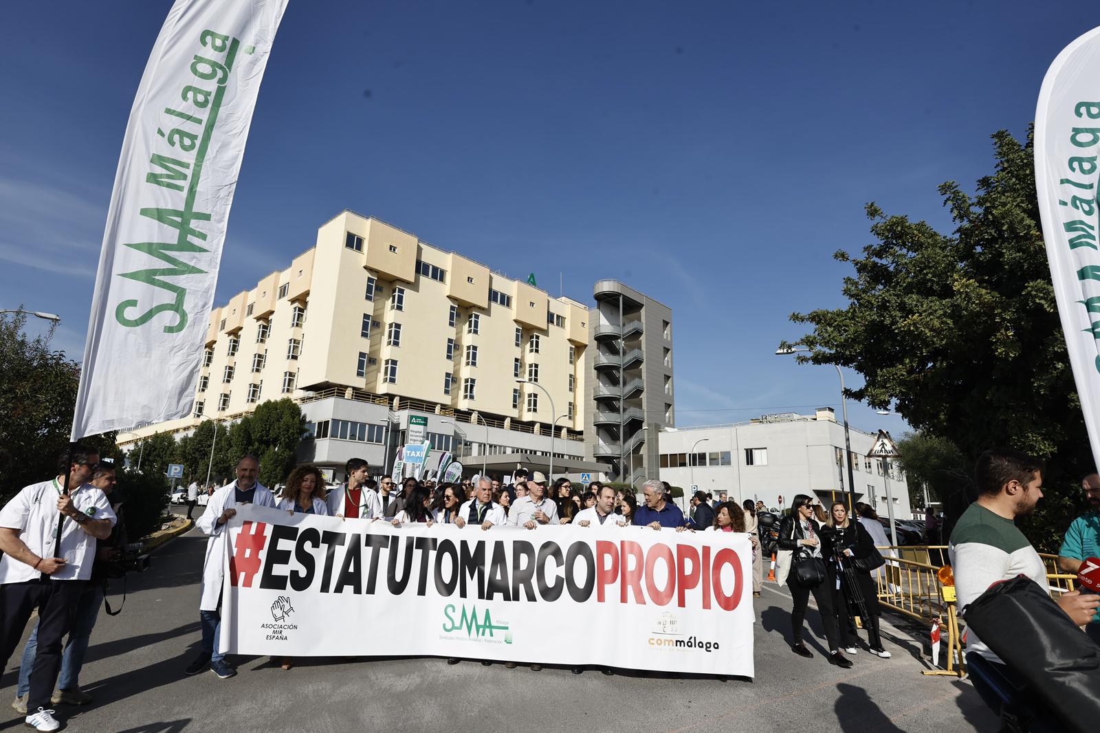 Un momento de la protesta que se ha iniciado este martes en Málaga