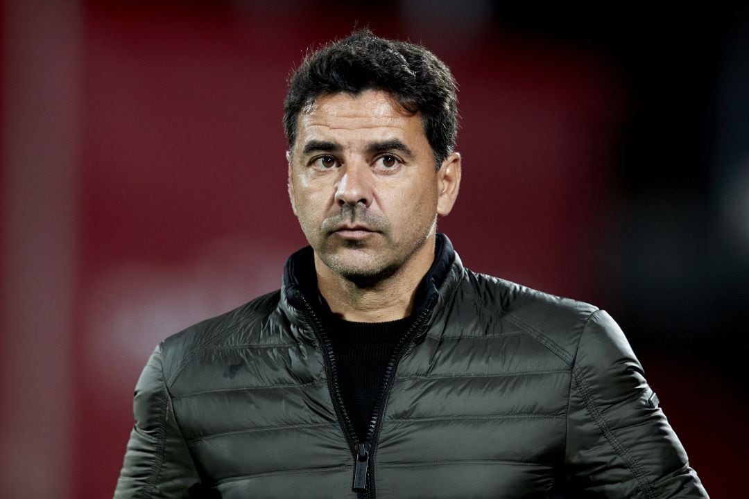 Míchel, durante el partido del Girona ante el Mirandés