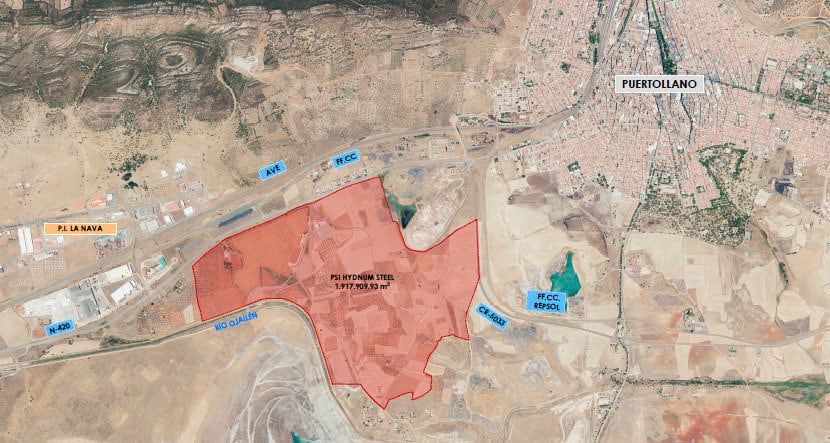 Ubicación en la que se construirá la acería verde de Hydnum Steel en Puertollano