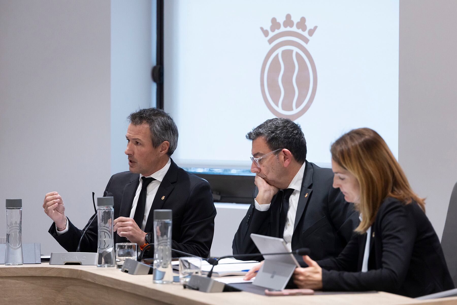 Els consellers de la minoria de Demòcrates David Astrié, Miquel  Canturri i Rosa Maria Sabaté, en una sessió del consell de comú d'Andorra la Vella