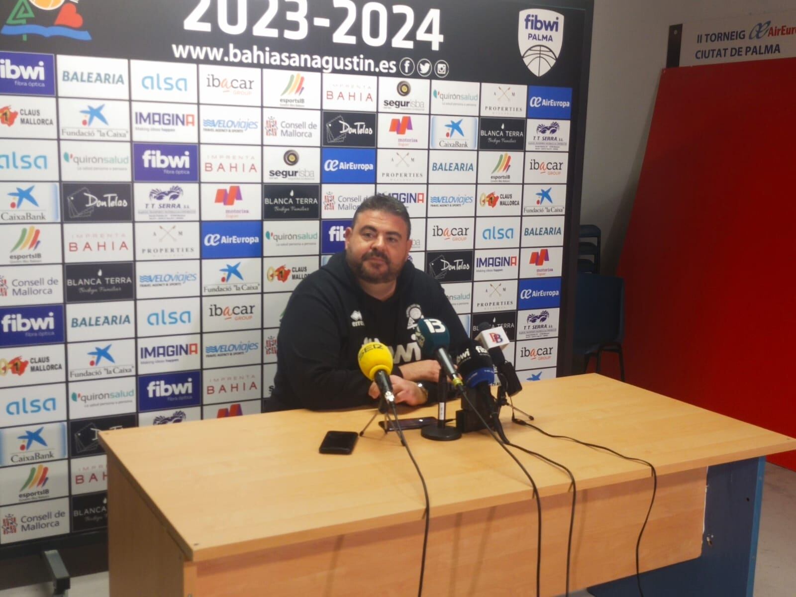 Pau Tomás, en la rueda de prensa previa al partido Fibwi Palma - Maderas Sorli Benicarló.