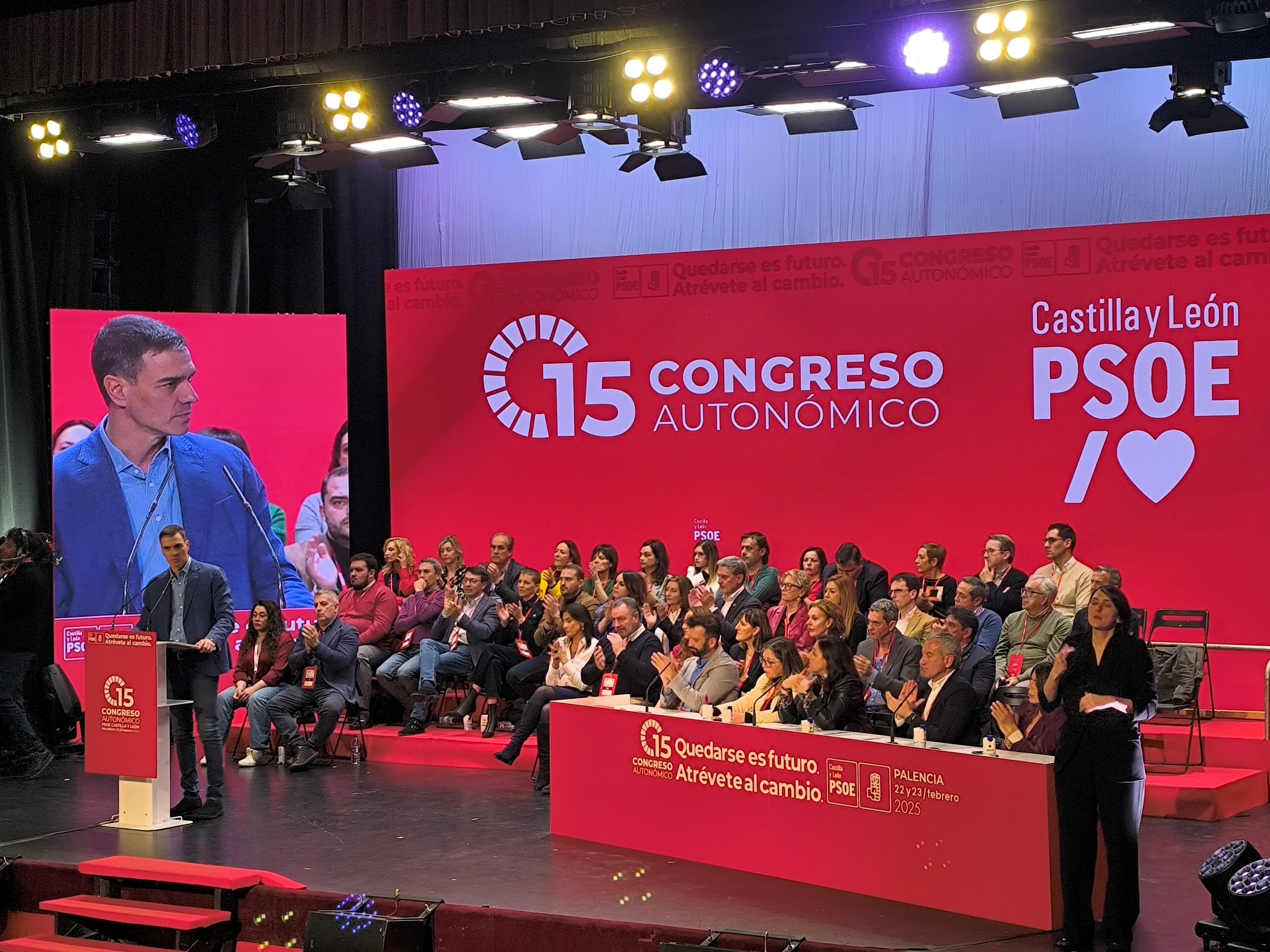 Pedro Sánchez durante su intervención en el XV Congreso del PSOE de CYL