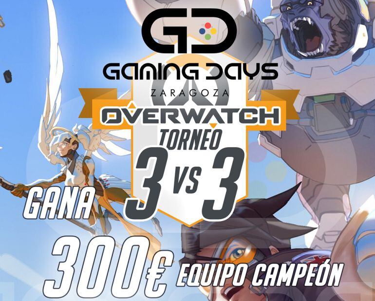 Cartel publicitario del torneo del videojuego &#039;&#039;Overwatch&#039;&#039; que tendrá lugar en los Gaming Days de Zaragoza.