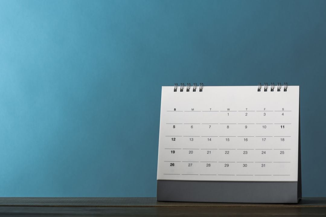 Foto de stock de un calendario.