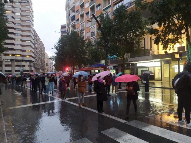 Manifestantes este 8 de marzo en Murcia