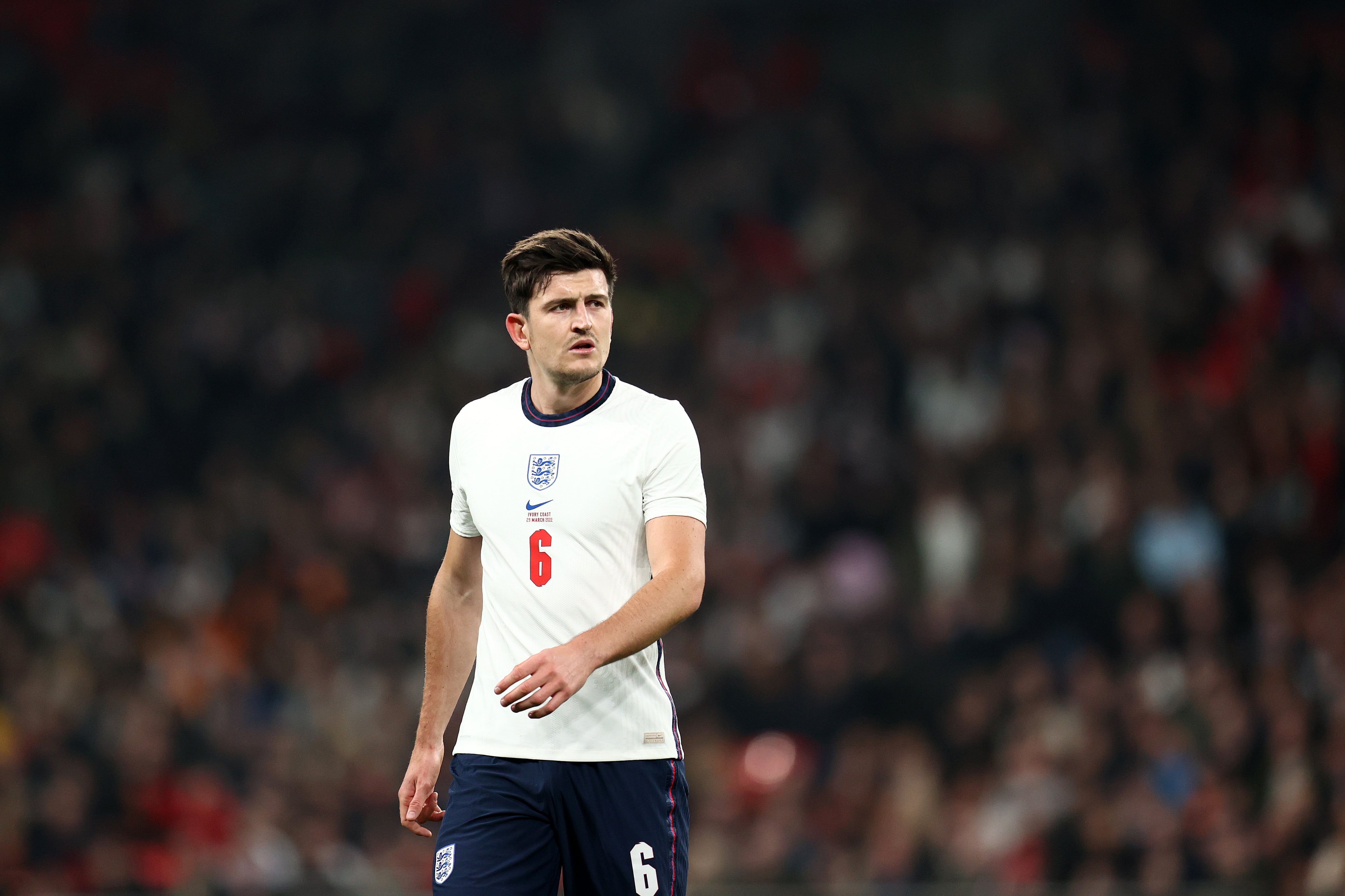 Harry Maguire, con su Selección en Wembley