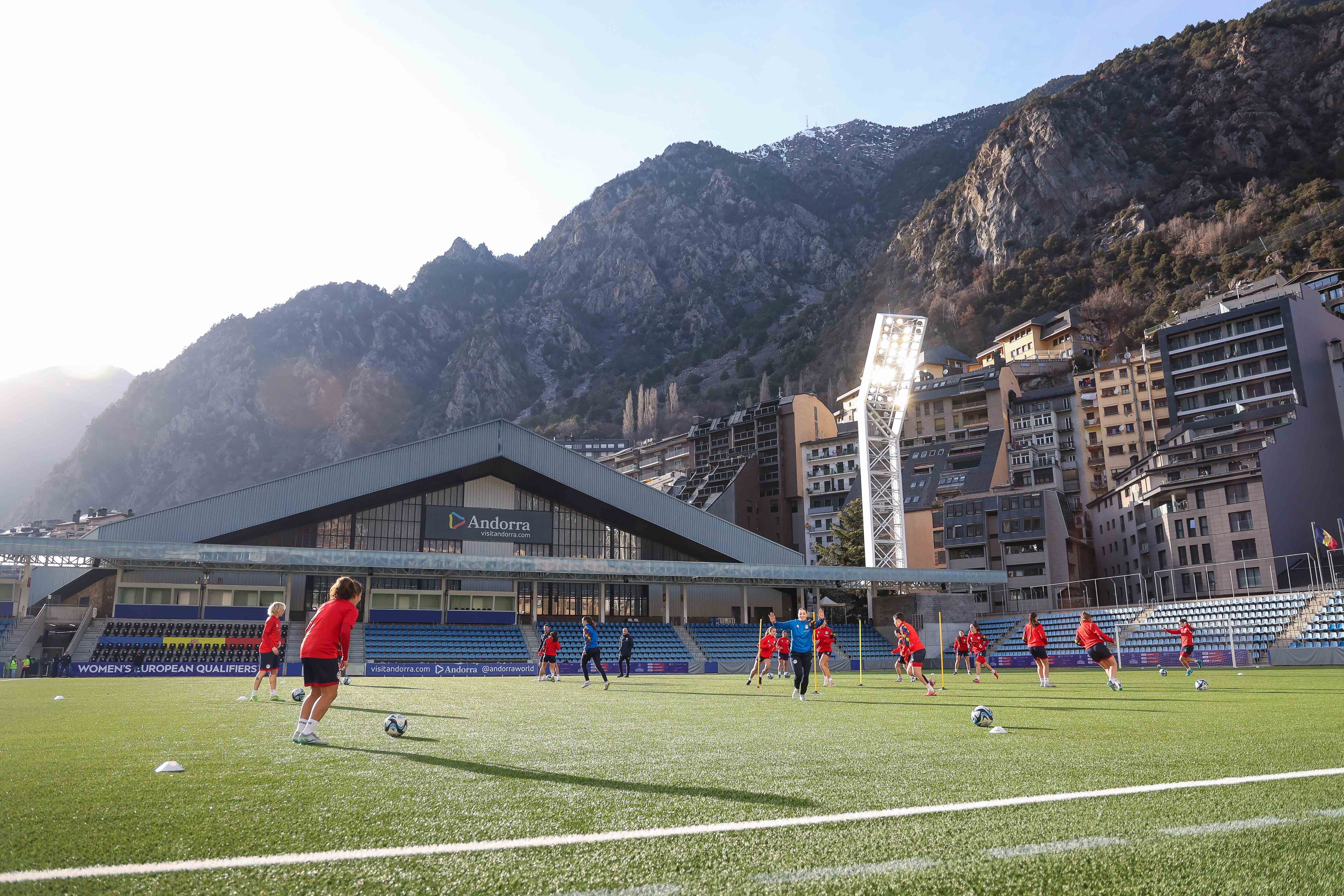 La sessió d'entrenament a l'Estadi Nacional, avui a la tarda