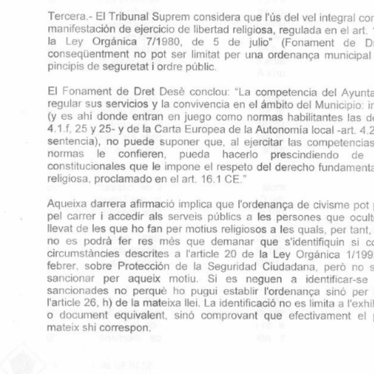 Reus no podrà sancionar cap dona que porti vel integral