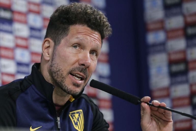 Diego Simeone durante la rueda de prensa durante la rueda de prensa de este viernes.