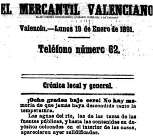 Diario &#039;El Mercantil Valenciano&#039; del 19 de enero de 1891.