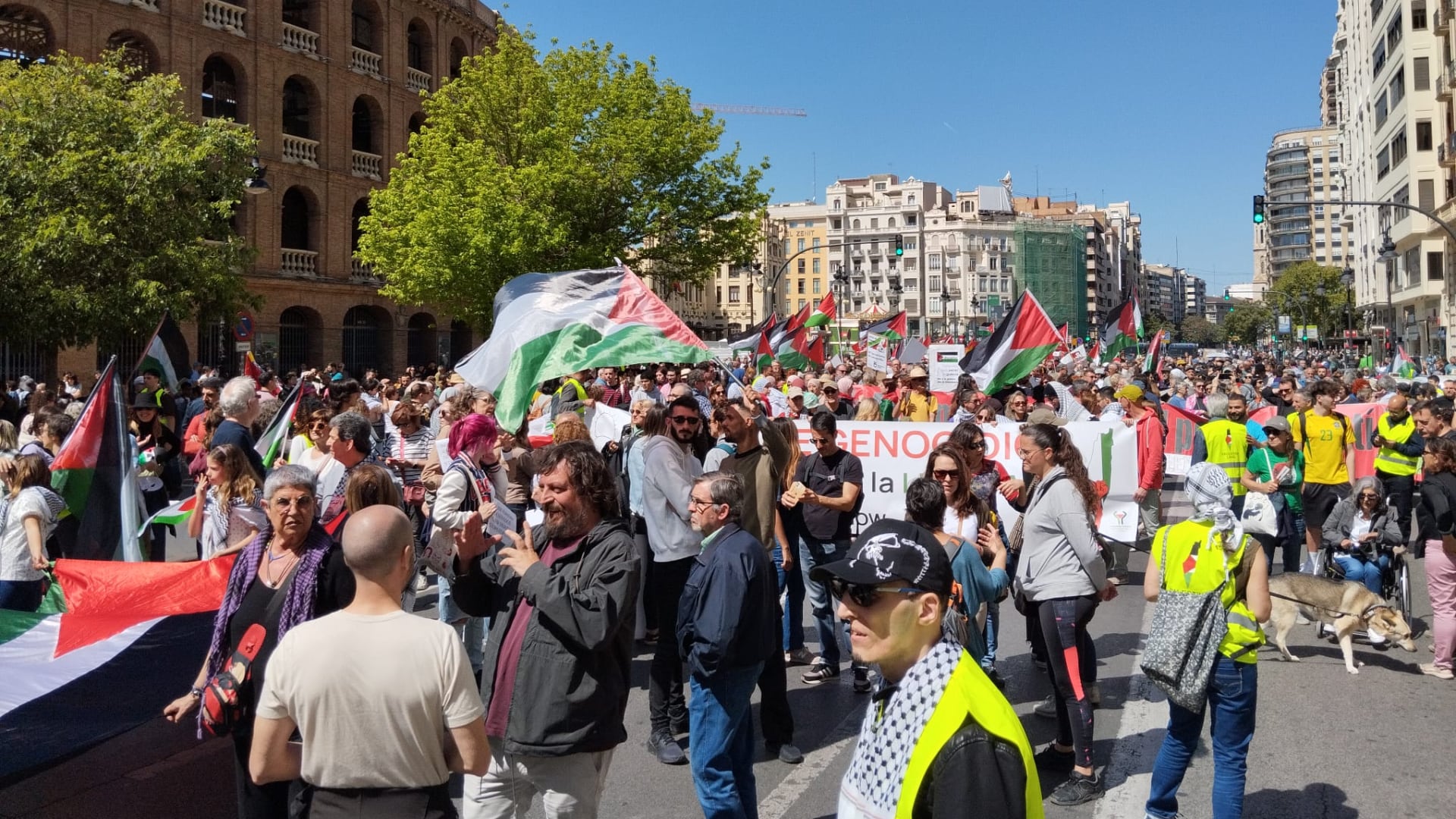 Una manifestación multitudinaria en València reclama &quot;el fin del genocidio de Israel al pueblo palestino&quot;