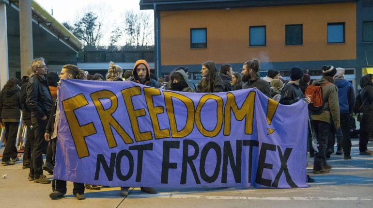 Manifestación en Austria en contra de las fronteras. 