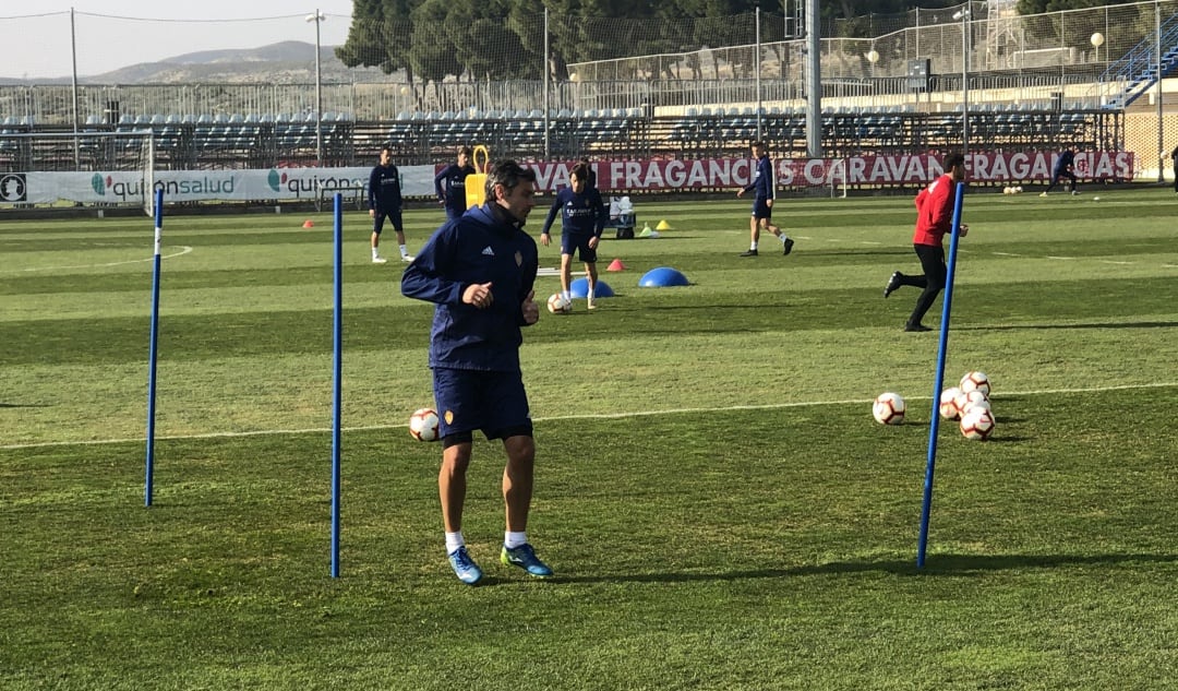 Chechu Dorado, durante la sesión de entrenamiento de esta mañana en la Ciudad Deportiva