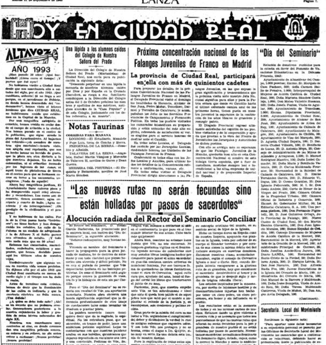 Artículo publicado en Lanza ( 1943)