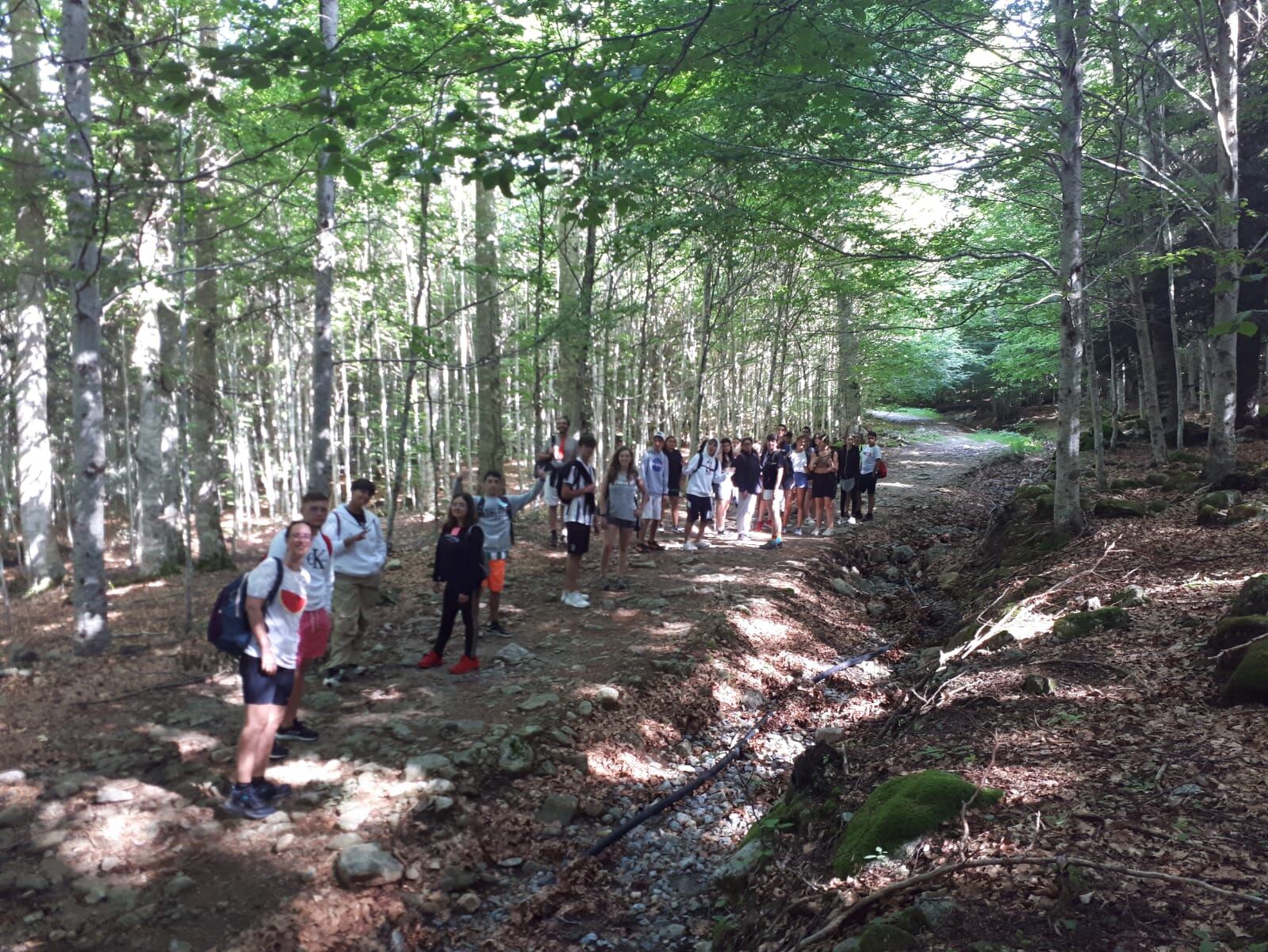 Alguns dels nens i adolescents, avui fent senderisme per l'Aran